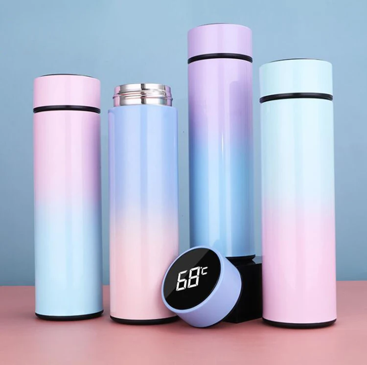 Sublimation  Wholesale Touch Temperature Display 17 oz Metal Stainless Steel  Infuser Water Bottle
