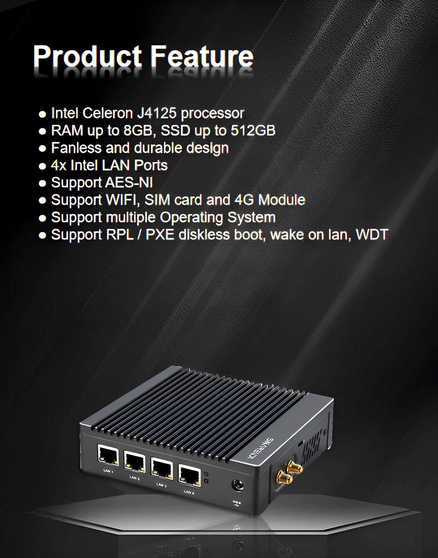 Factory Hardware Firewall Price Fanless N3700 J41251cpu Pfsense Aesni