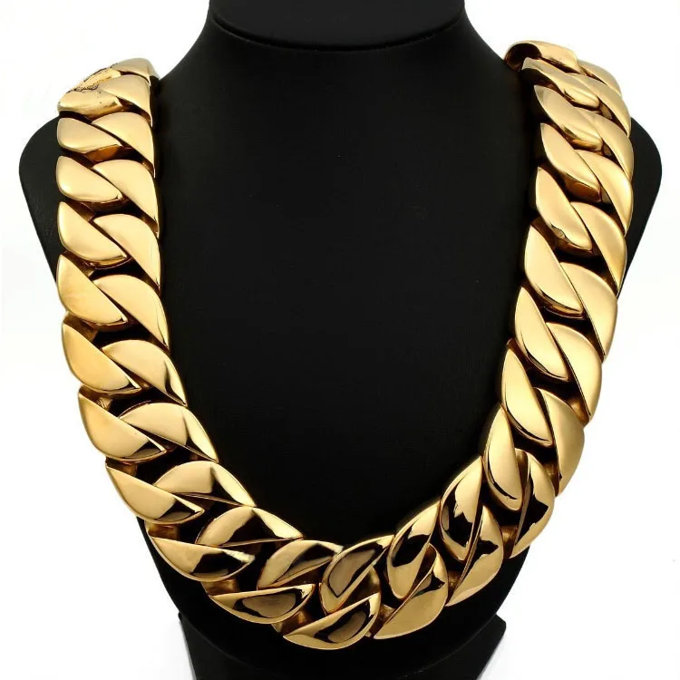 Gold Chain Choker Women, Thick Heavy Solid 316L Stainless Steel Gold Chain Necklace, Miami Cuban Link Chain Choker, Gold Chunky Chain Collar