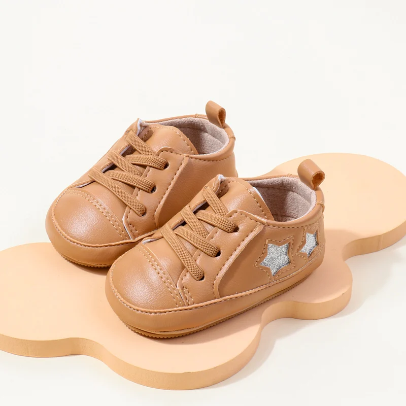 Wholesale New Arrival Anti-Slip TPR Soft PU Baby Dress Shoes with Flat Outsole for Boys and Girls Tollder Baby Walking Shoes details