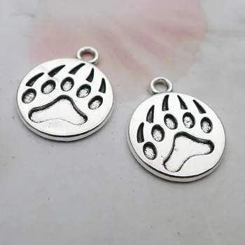 AA018281 Charms bear paw 18x15mm Handmade Making Pendants DIY For Bracelet Necklace