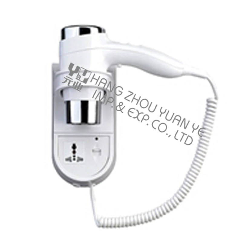 Safety Wall Mounted Hotel Hair Dryer With Shaver Socket