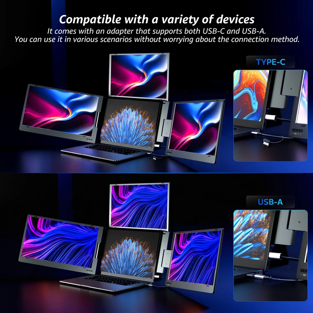 Quadruple Triple Screen Extender - 14inch Portable Monitor