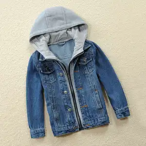 Custom Boys Jackets Children's Clothing Spring and Autumn Boys' Denim Jacket Hooded Denim Jacket Clothes for Kids