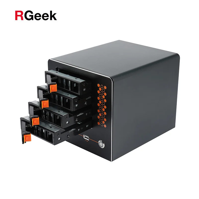 RGeek Custom NAS04A Mini PC Cabinet Miniitx 4 Bay Hot Swap NAS Server Case Mini ITX NAS Case for Nas 4 HDD