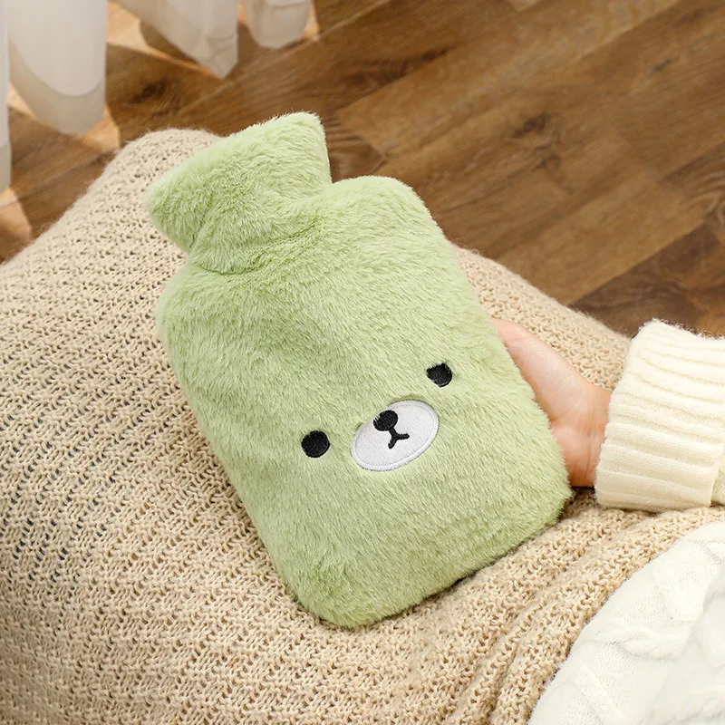 factory direct wholesale custom cute pluch rubber hot water bottle bag 1000ml cover for pain relief and winter warming