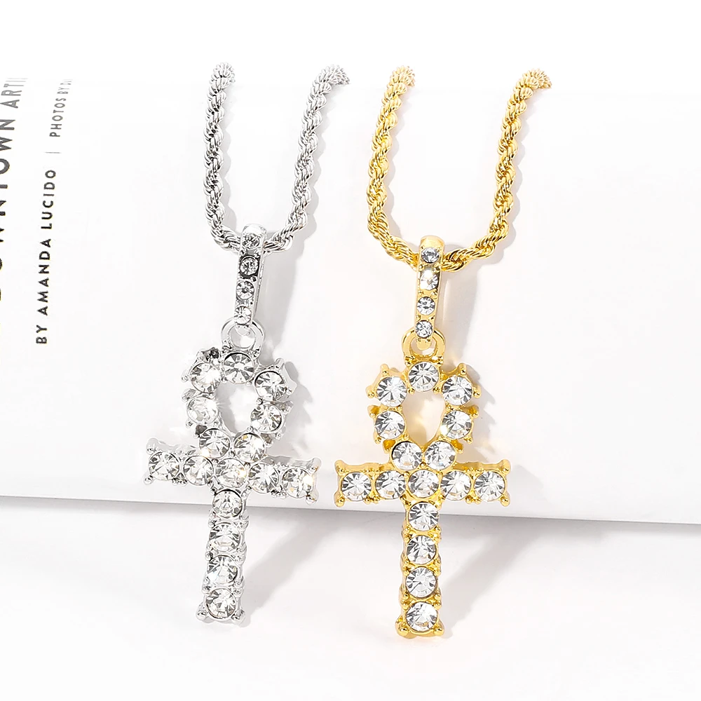 Egypt Iced Out Bling Ankh Cross Pendant 