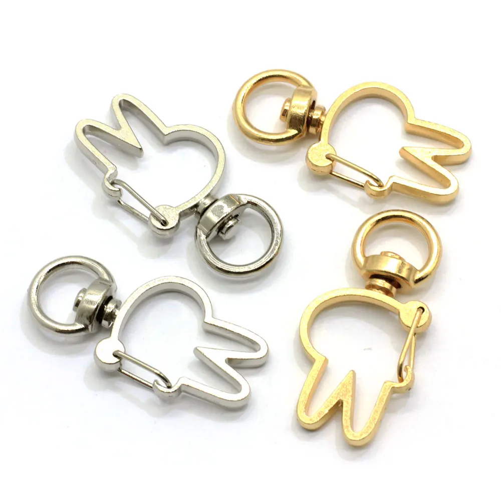 100Pcs Cute Rabbit Keychain Iron Swivel Lobster Clasp Snap Hook  for DIY Jewelry  Making Findings