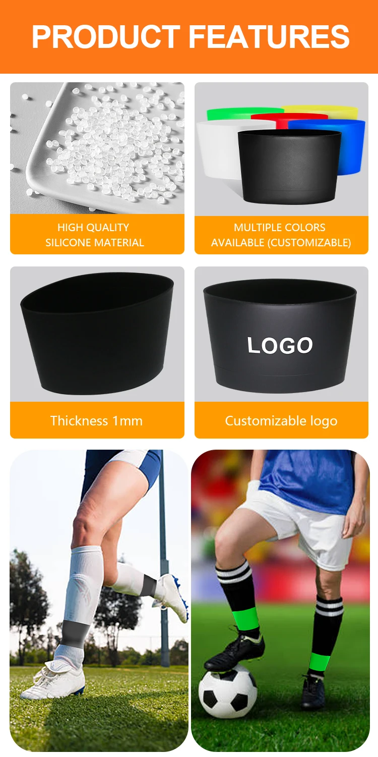 Custom Logo Soccer Shin Guards Strap Silicone Anti Slip Grip Tapes Shin Guard Straps for Men Women Adults Kids
