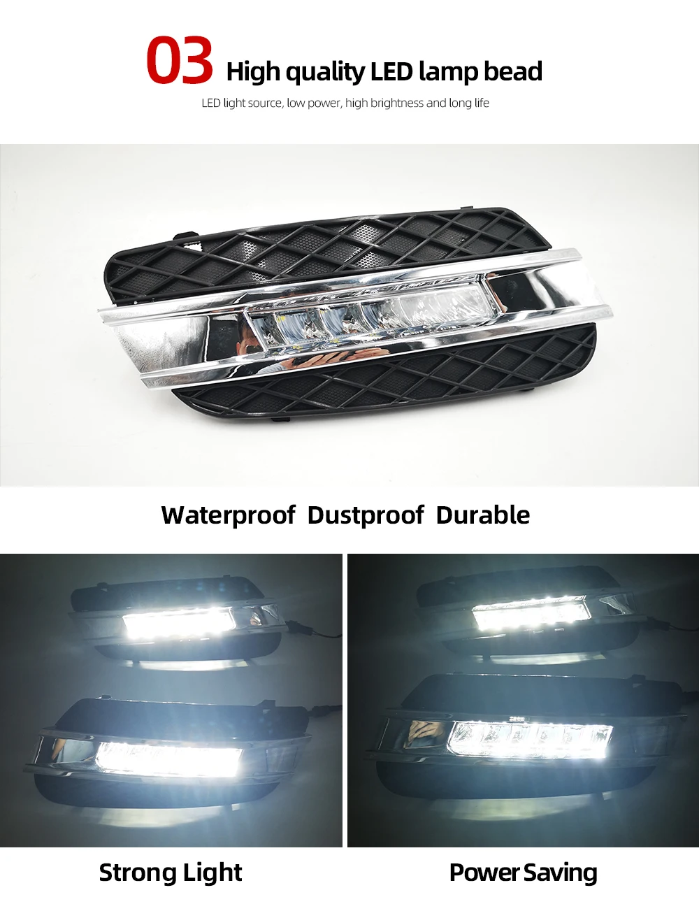 1 Set LED DRL Daytime Running Light Daylight Fog Head Lamp For