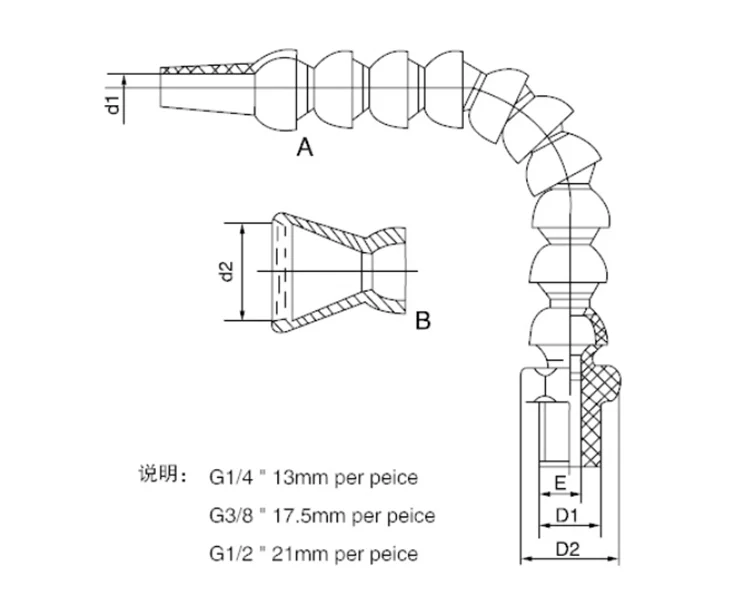 1/2" 1/4" 3/8" And 3/4" Adjustable Cooling Pipe