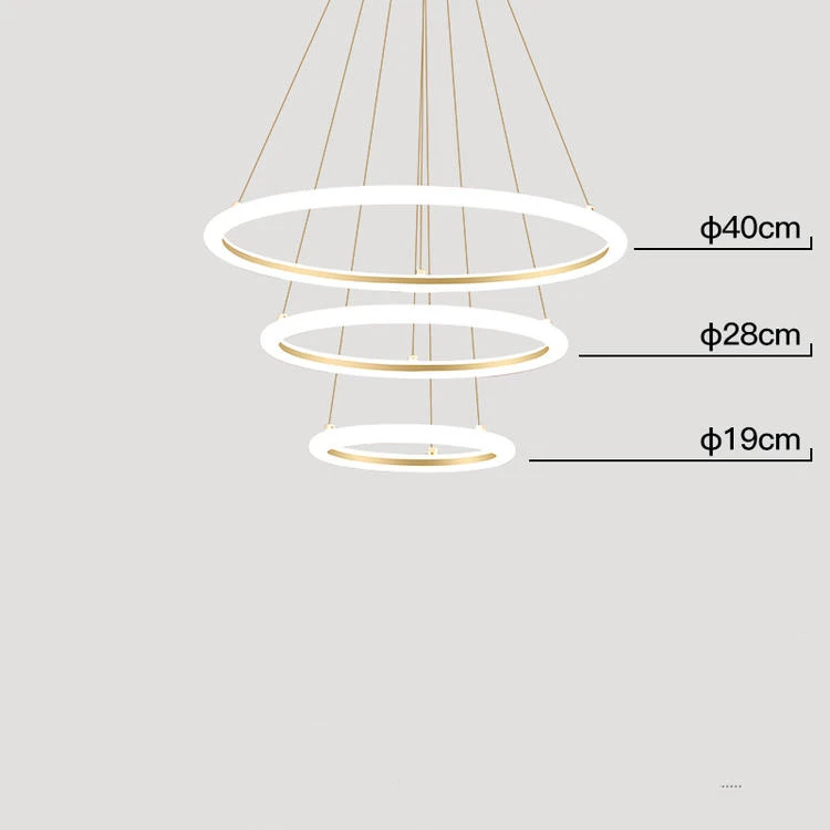 Nordic luxury living room chandelier villa hall lamp circular ring dining room led pendant light