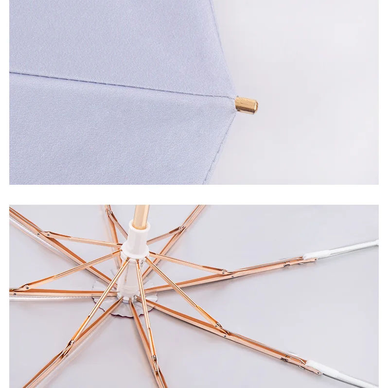 Dilee Japanese Design aluminum fiberglass frame Wood Handle Titanium Silver Coating uv cut Sunscreen Customized fold Umbrella