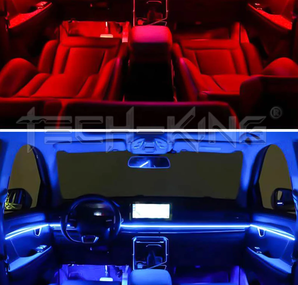 Car Universal 18 In 1 LED Ambient Lights RBG RGBW By App Control Strip Light Guide Fiber Optic Decoration Atmosphere Lamp
