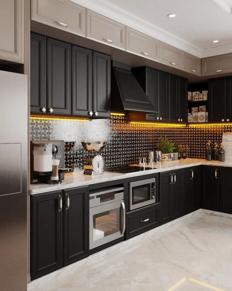 kitchen with island design furniture European style modern wooden complete kitchen cabinet supplier