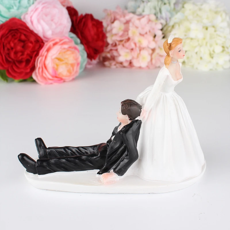 Funny Polyresin Wedding Figurine Cake Topper Bride Groom Humor Marriage Favors 