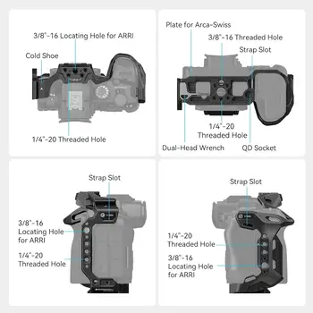 SmallRig-Black Mamba Camera Cage for Canon EOS R6 Mark II Built-in Quick Release Plate for Arca-Type  Film Movie-4161 detail image