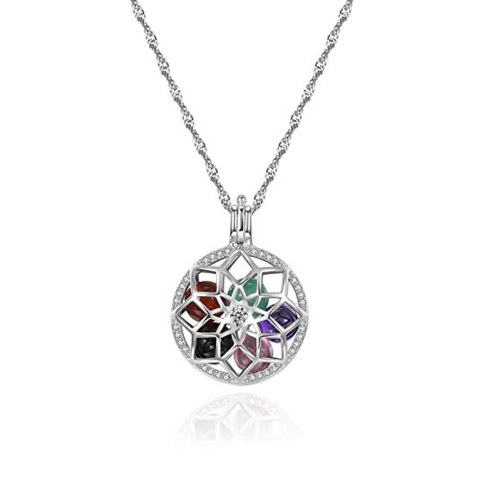 Cage Necklace 925 Silver Lucky Flower 