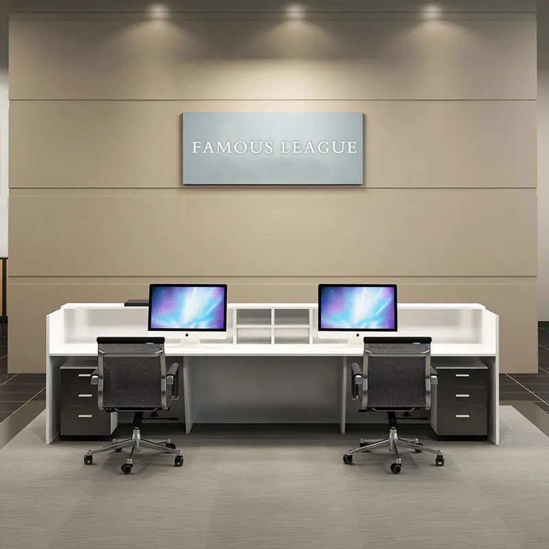 Front Desk Sales Reception Desk Counter Modern Small Leadership Wood Office Furniture Panel Hot Sale White White Color