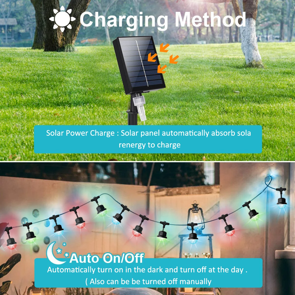 Factory Supply Solar LED Light Strings 5M Solar Festoon Light Remote IP65 Waterproof Patio Solar Fairy Outdoor LED String Lights