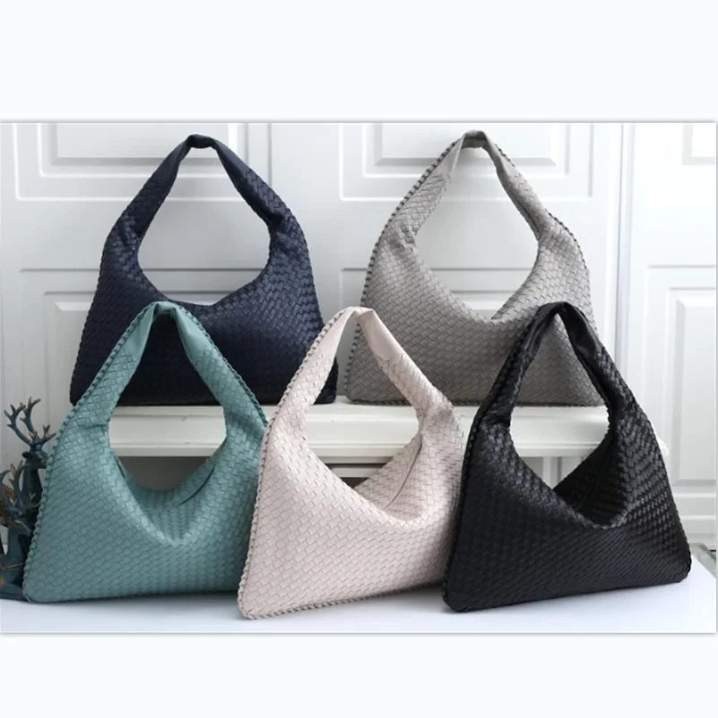 Fashion Soft Weave Braided Ladies Handbags Women Hobo Bag  PU Leather Shoulder Bags