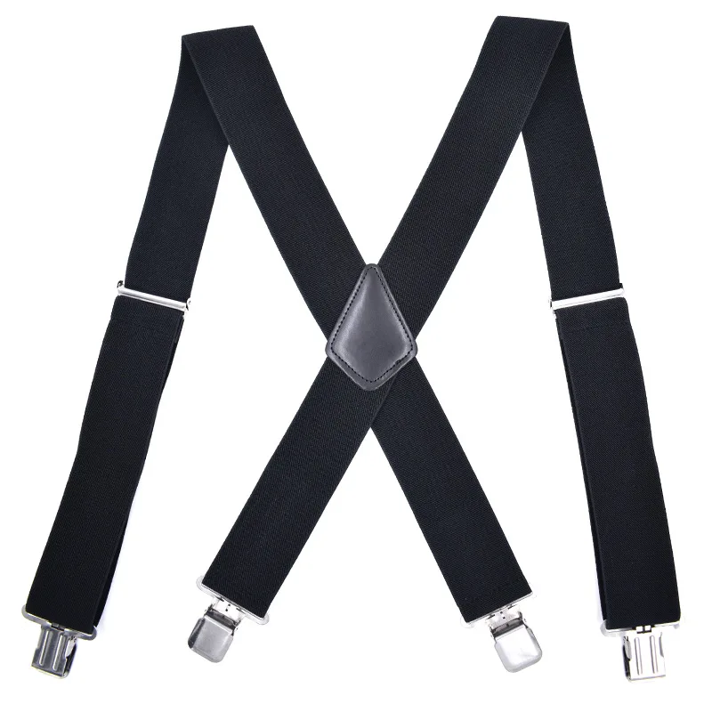 Men's X-Back 2 Inches Wide Heavy Duty Clips Adjustable Suspenders 