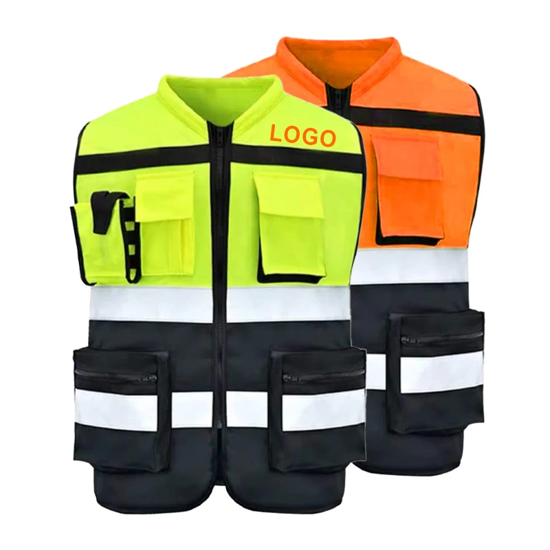 High Visibility Reflective Safety Vests Chalecos De Seguridad Reflector Clothing with Pockets and Zipper Reflective Vests