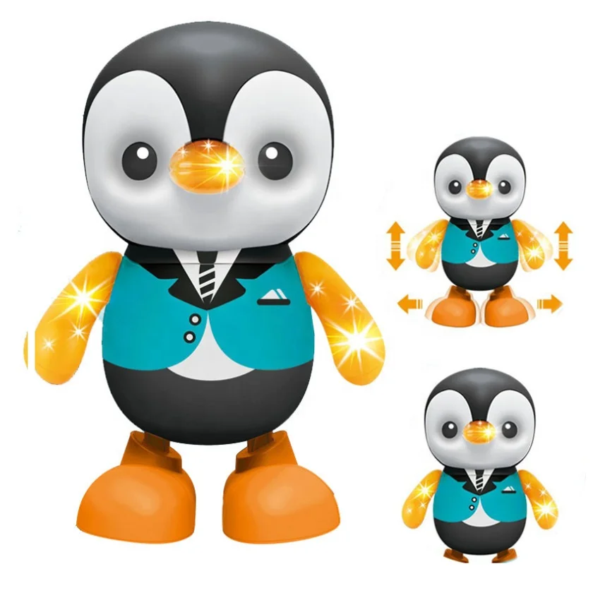 Penguin Doll Electric Walking Dancing Robot Toy with LED Light and Music for Kids