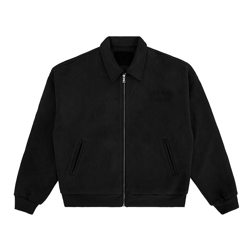 American retro leather pilot bomber es men's custom loose fitting zip up embroidered suede jacket_voghion.com