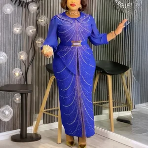 S1 Ladies Plus Size Luxury Evening Dresses Elegant Heavily Embellished Rheinestone Beaded African Formal Party Dresses for Women