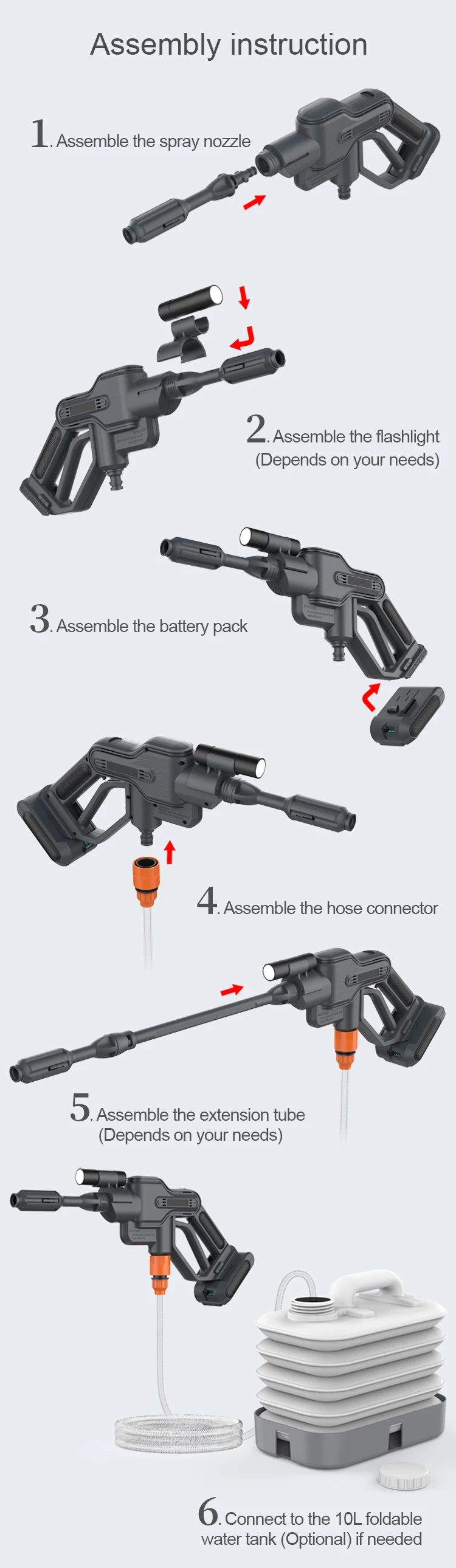 Portable Electric Battery High Pressure Cordless Power Washer Machine Surface Cleaning Washer Gun for Home supplier