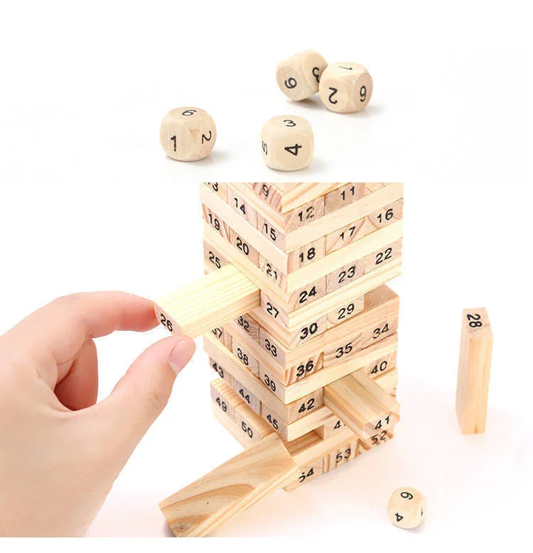 Educational Toys Friends Building Rectangular Block Give Dice Wooden Dominos Building Blocks Wooden Tumble Tower