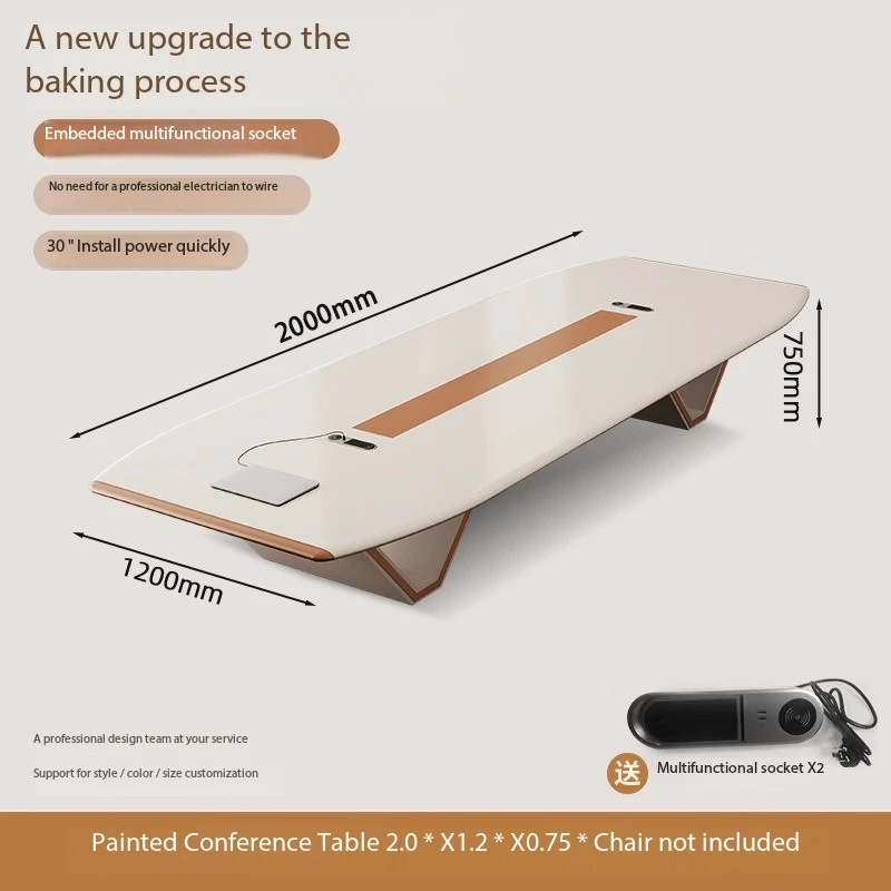 Nordic Style 20 Person Boat Shaped Luxury  Free Socket Combination of Large Conference Table with Chairs Set 4 Management Box