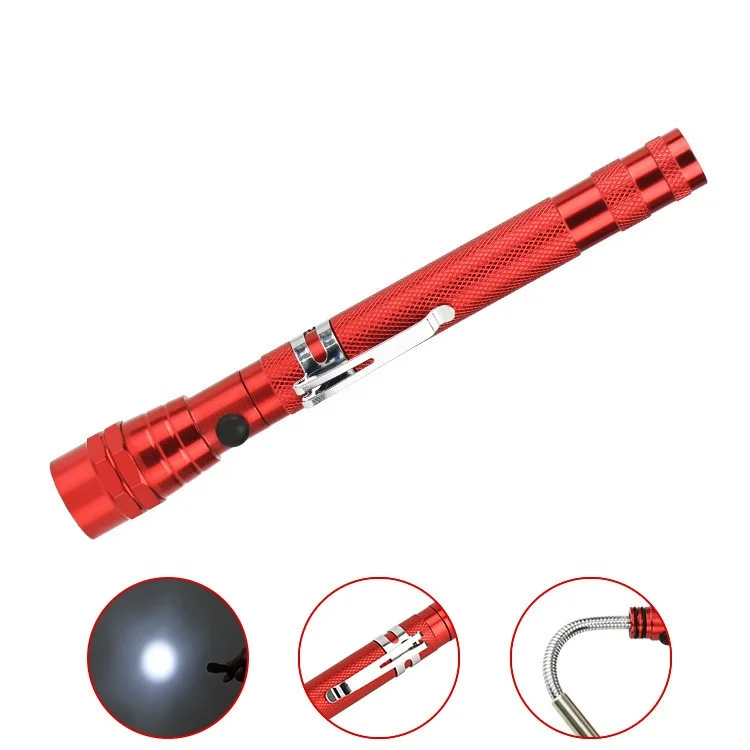Factory OEM Telescoping Magnetic Pickup Tool With Bright Led Lights Flexible Pick up Led Flashlight With Extendable Neck