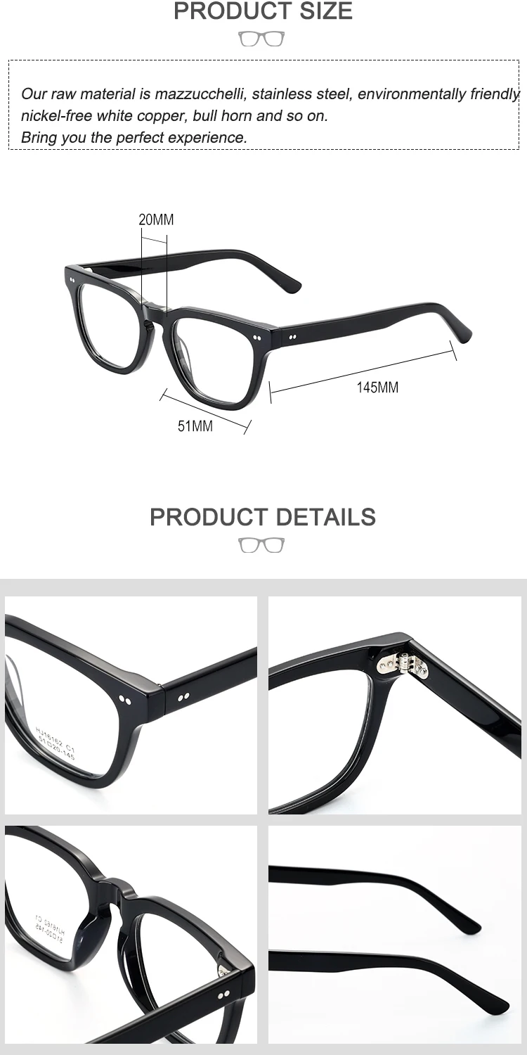 Vintage Transparent Acetate Eyeglasses Frames Men Prescription Myopia Optical Glasses Women