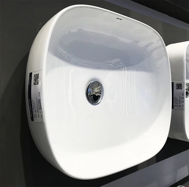Best Design Popular type Ceramic Wash Basin Rectangular Bathroom porcelain hand wash white ceramic art Hotel Above counter basin