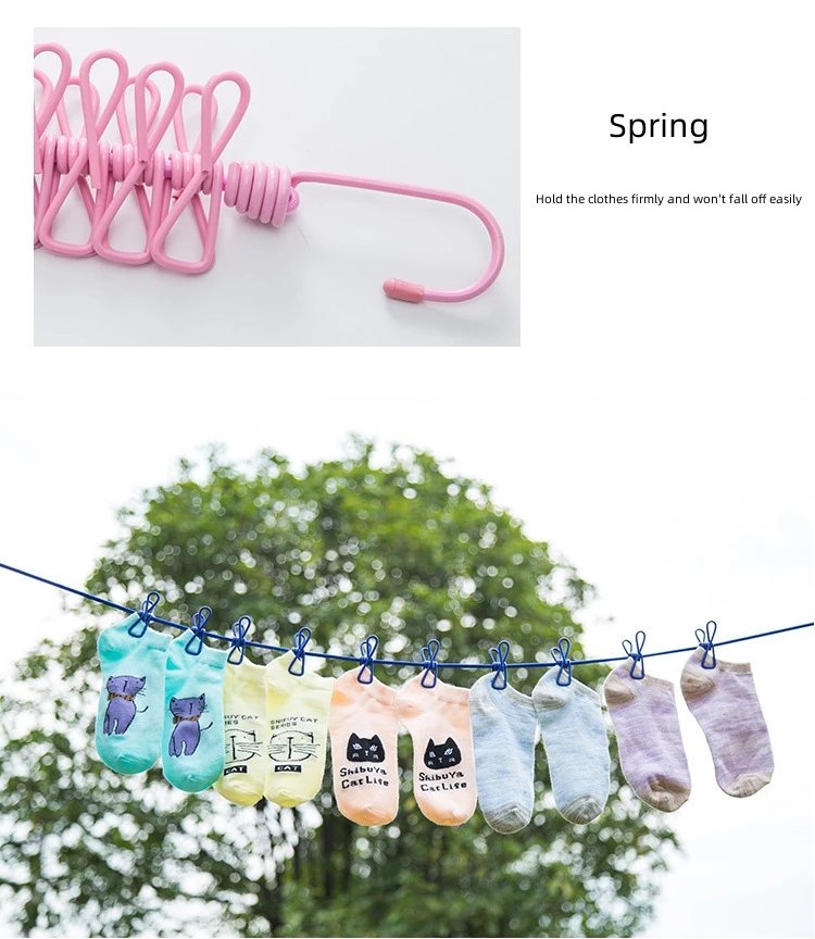 Portable Travel Clothesline Removable Lock Beads Home Camping Indoor