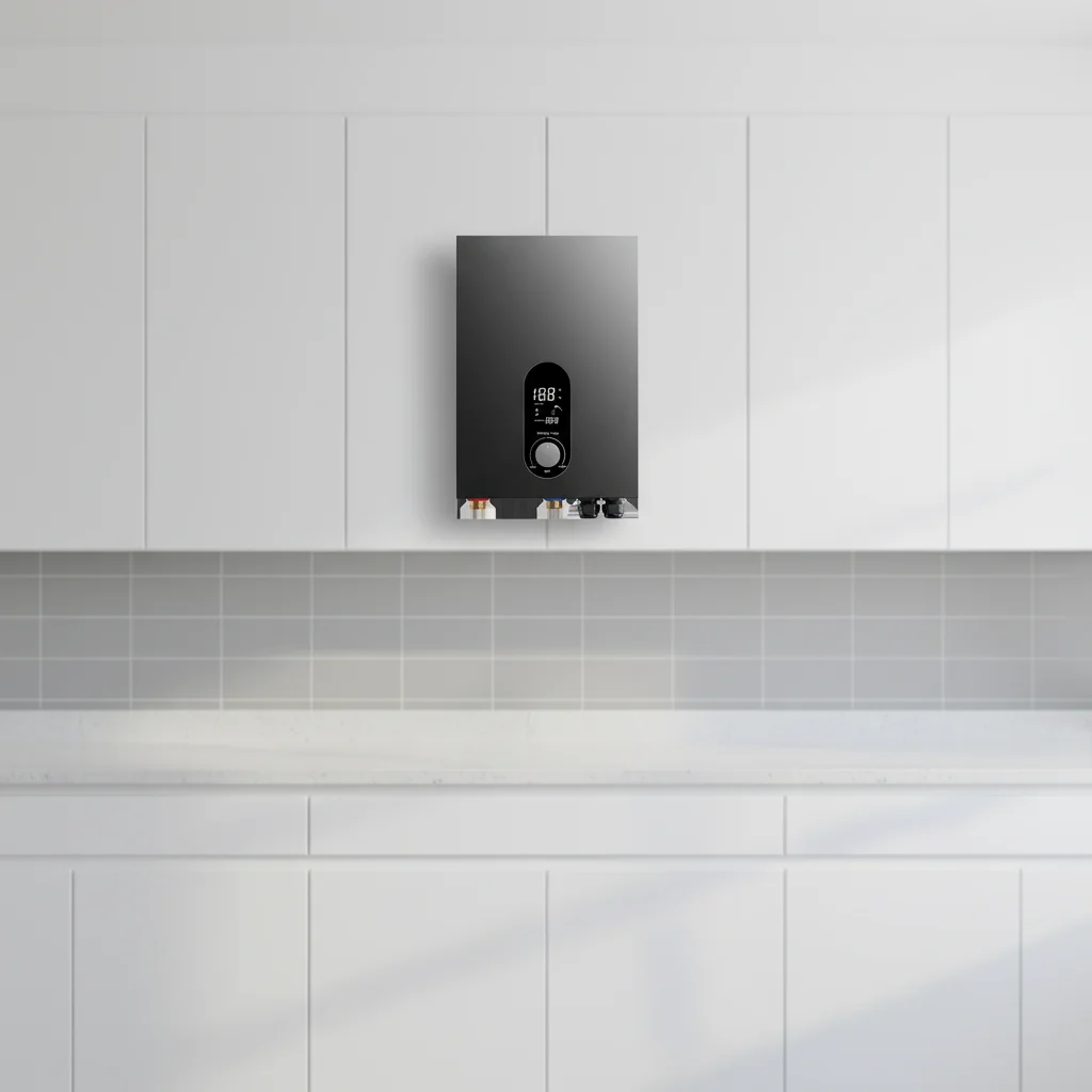 Fengt 14 kW Paries-Montatus Aqua Calefactor ad Lavacrum Metallum Testa Instantaneus Aqua Calefactor Electricus pro Usum Domestici, Balnei, et Apparatus