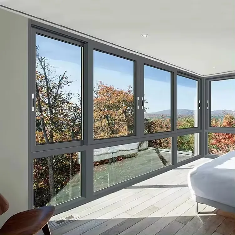 Durability Three Panel Sliding Window Weather Resistant Thermal Break Glass Soundproof House Doors and Aluminium Sliding windows