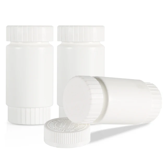 Pharmaceutical HDPE Cylinder Jar 60ml 150ml Straight Design 47mm Mouth with Tamper Proof Seal
