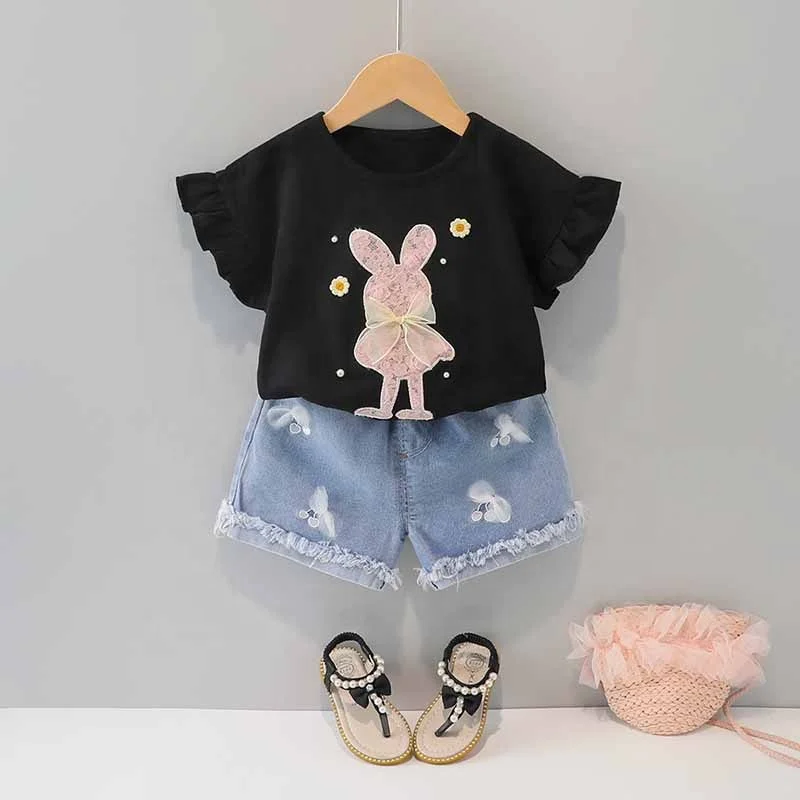 Children Clothing Sets 2022 Kids Baby Girls Clothes T-shirt+Jeans 2Pcs Outfit Suit Summer Clothing for Girls Clothes 1-4Year