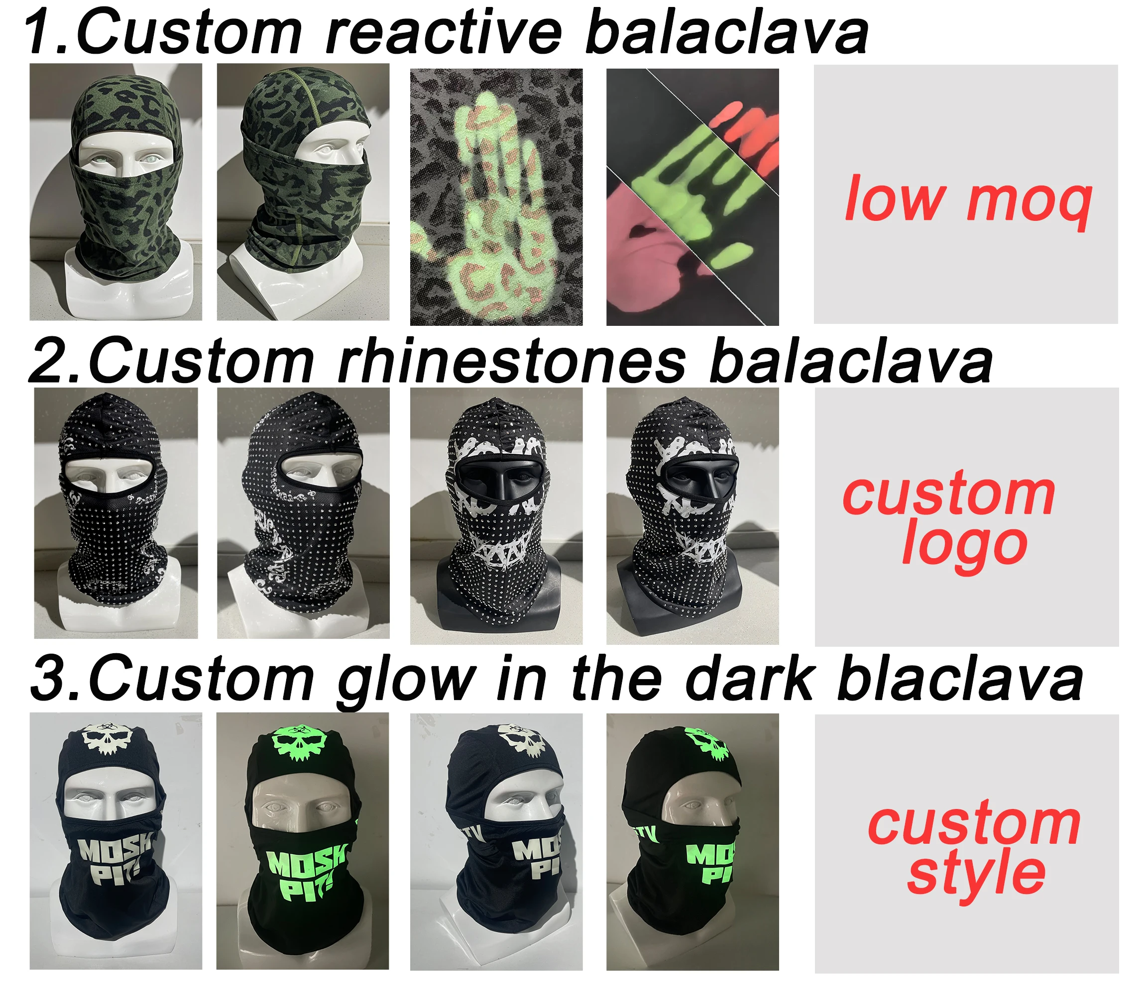 New Fashion Reflective Logo Balaclava Ski Mask Full Face