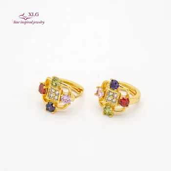 Wholesale New fashion arabic earring jewelry, 18K gold plated Huggies earring ,beautiful zircon designs earring for womens