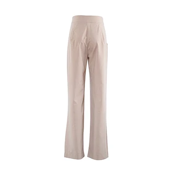 Solid High Waist Wide Leg Pants Women Spring Straight Pleated