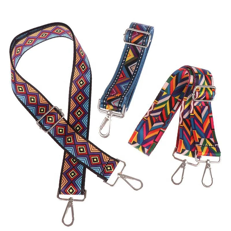 Tracolla Etnica Regolabile Per Borse | Larga 3,8 Cm, Lunga 120 Cm | Con Moschettoni | Accessorio Moda Donna