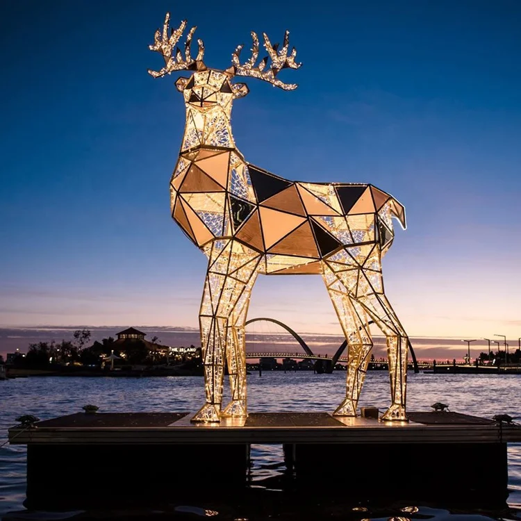 High Quality  Reindeer Sculpture 3d Illuminated Christmas Decoration Motif Led Light