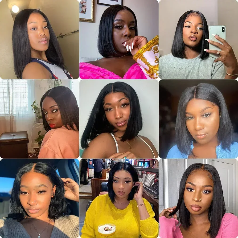 4x4 Glueless Human Hair Bob Lace Front Wigs for Beginners_voghion.com
