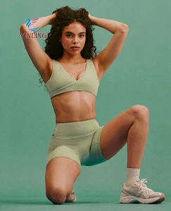 Hot Sale Athletic Wear Ladies Halter Bra Shorts Breathable Training Set Fitness Sports Suits Quick Dry Yoga Set