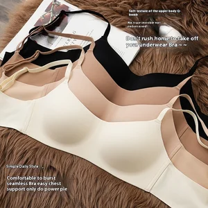 Women's Summer Thin Style One-Piece Small Chest Push-Up Anti-Sagging Collection Wireless Logo Cup Ice Silk Jelly Seamless Bra