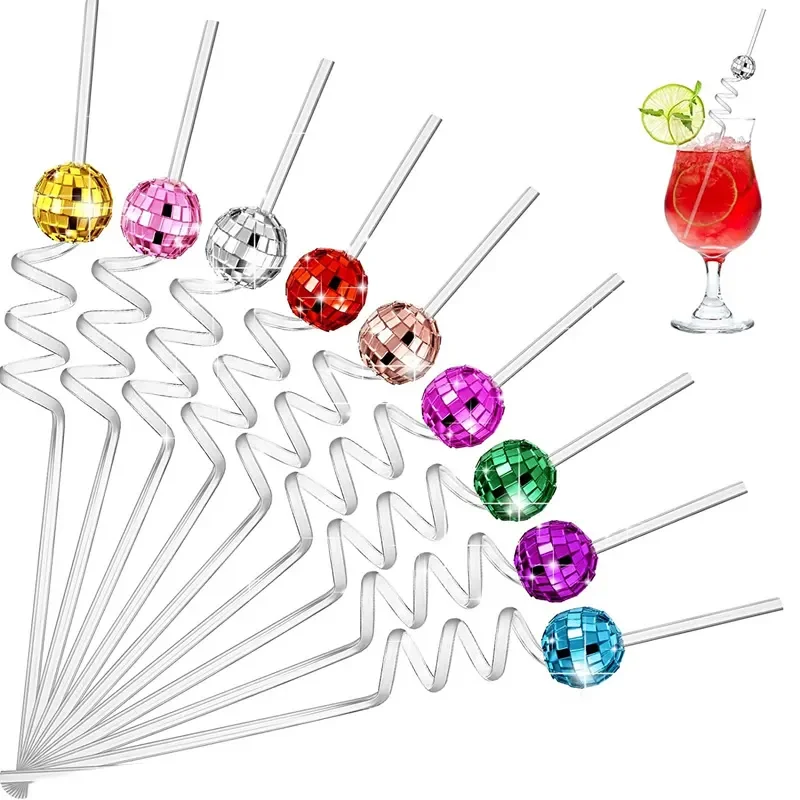 Disco Mirror Ball Straw Cocktail Stirrer - Fun & Style